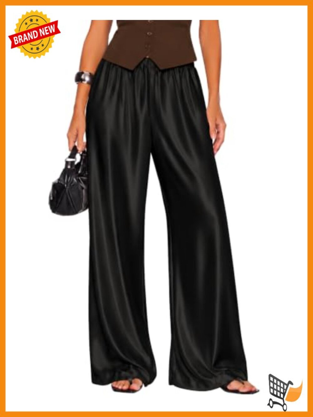 Satin Wide Leg Dress Pants High Rise Flowy Palazzo Trousers